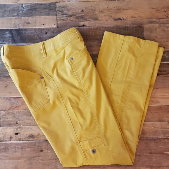 yellow hiking pants